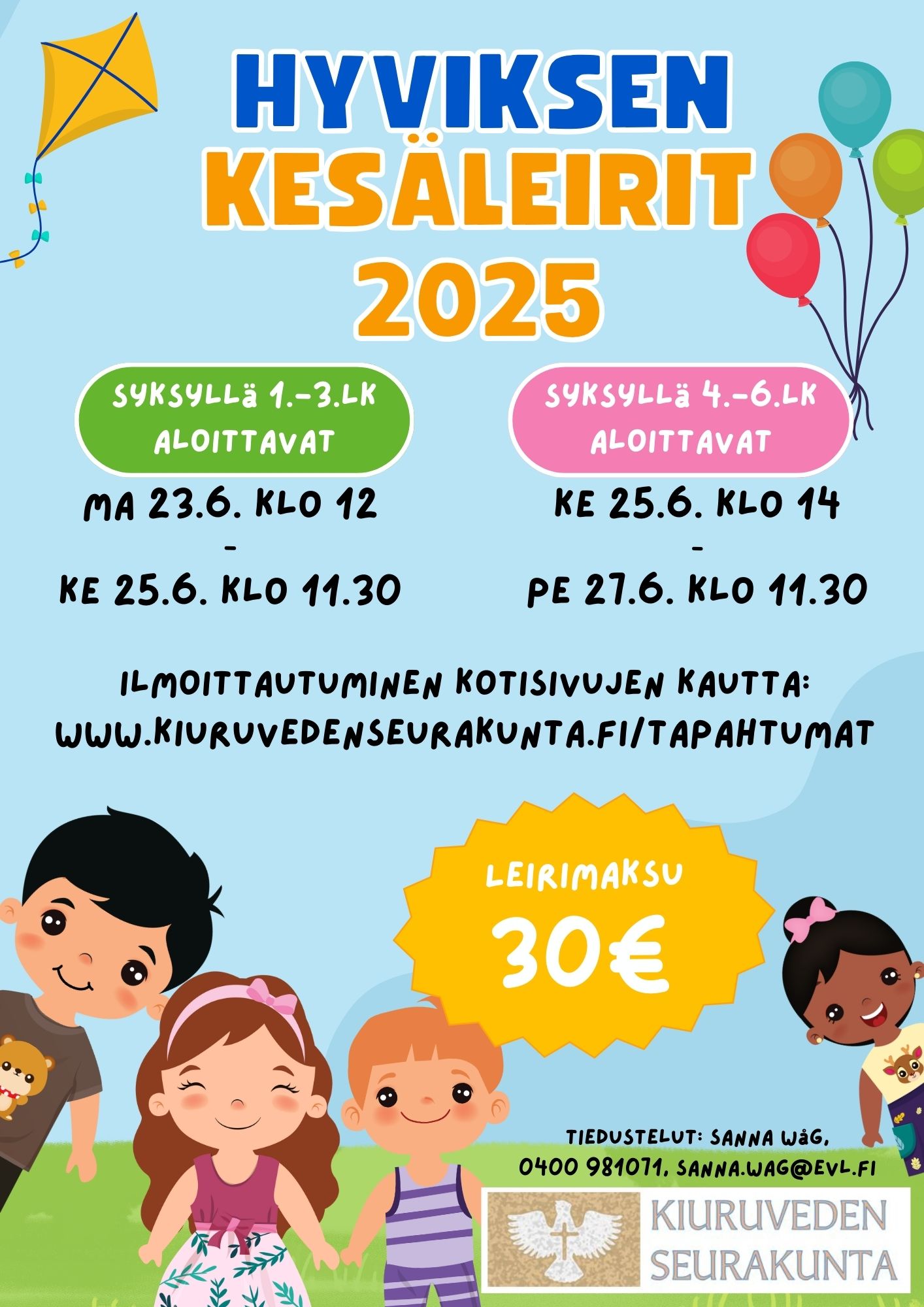 Varhaisnuorten leiri Hyvölänniemessä